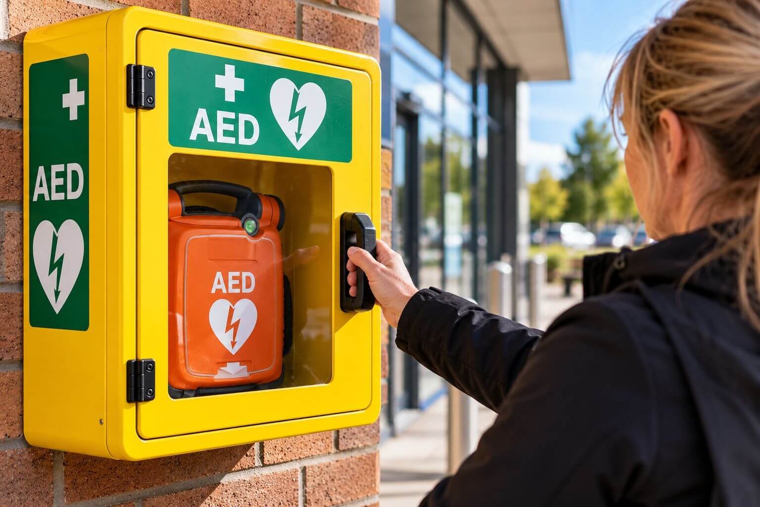 AED Usage Statistics UK Person reaching for an AED