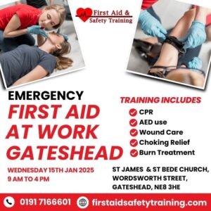 Emergency First Aid At Work Course Gateshead January 2025