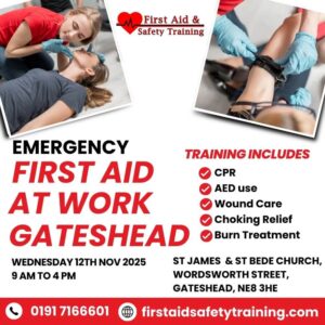 Emergency First Aid At Work Course Gateshead November 2025