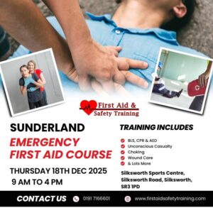 Emergency First Aid Course Sunderland December 2025