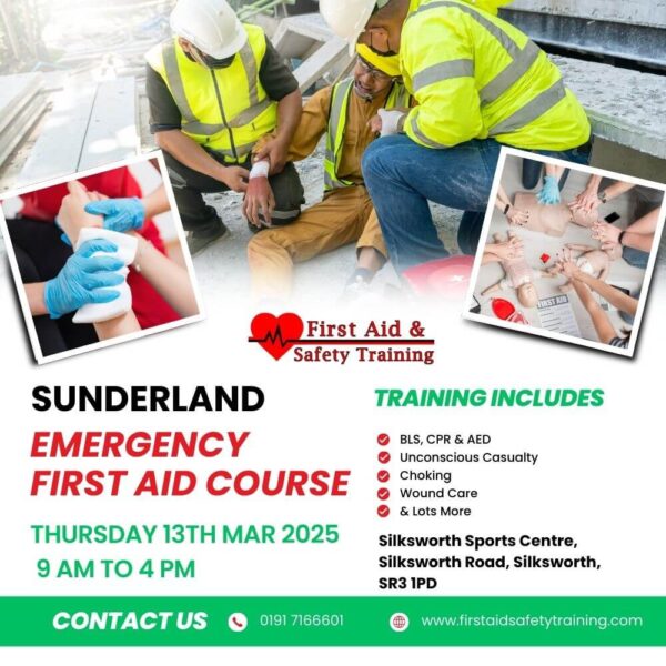 Emergency First Aid Course Sunderland March 2025