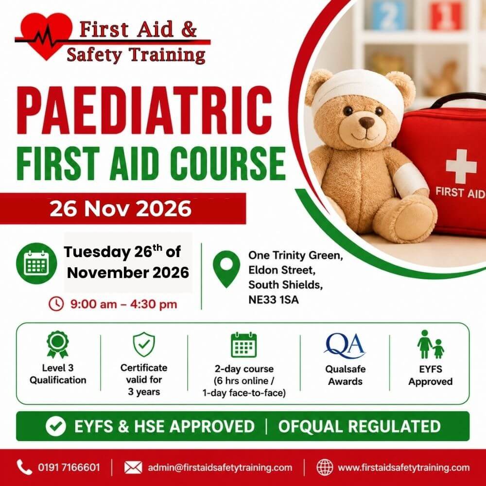 Paediatric first aid course november 2026 | first aid and safety training Paediatric First Aid Course November 2026